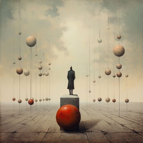 Bizarre image of a man in a surreal world