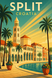 Split Kroatien Vintage Travel Poster Wandkunst