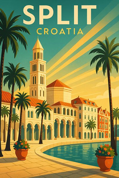 Split Croatia Vintage Travel Poster Wall Art par Travel Shop
