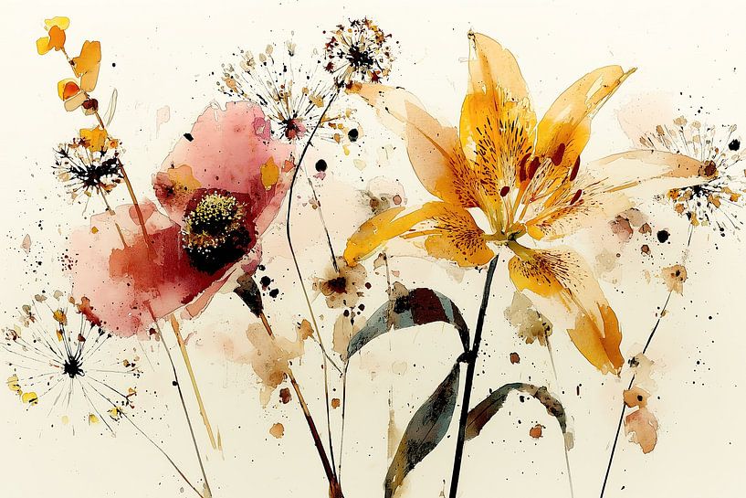 Blumige Aquarell-Harmonie von Cats & Dotz
