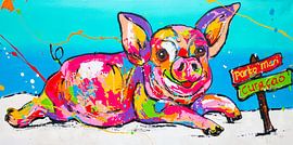 Varken bij Porto Mari, Curaçao van Happy Paintings / Renata Rolefes