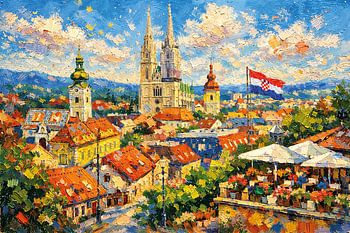 Zagreb in Croatia painting.