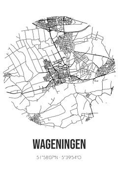 Wageningen (Gelderland) | Landkaart | Zwart-wit van Rezona