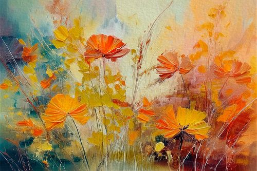 Herfst Stilleven. Bloemen en grassen in het veld