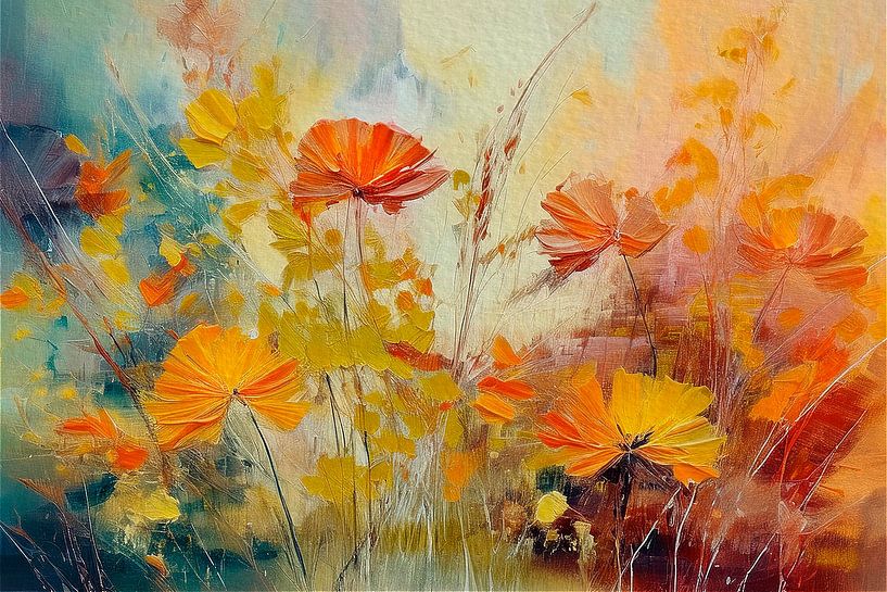 Herfst schilderij : Bloemen en grassen in het veld van Studio Pieternel
