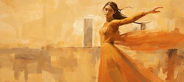 Golden Dance | Dancing Woman by ARTEO Paintings