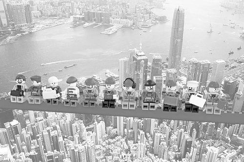 Lunch atop a skyscraper Lego edition - Hong Kong by Marco van den Arend
