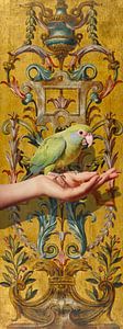 Antique Wall Panel with Parrot