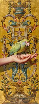 Antique Wall Panel with Parrot