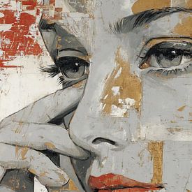 Frau mit roten Lippen | Frau abstrakt von Kunst Laune