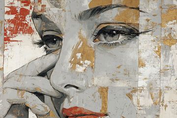 Frau mit roten Lippen | Frau abstrakt von Kunst Laune