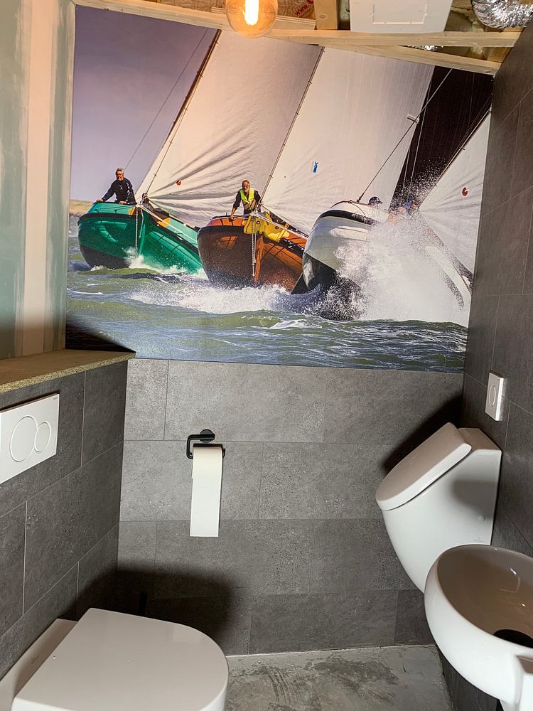 Three skûtsjes in action during sailing race - Frisian maritime wall decoration  by ThomasVaer | Tom Coehoorn 