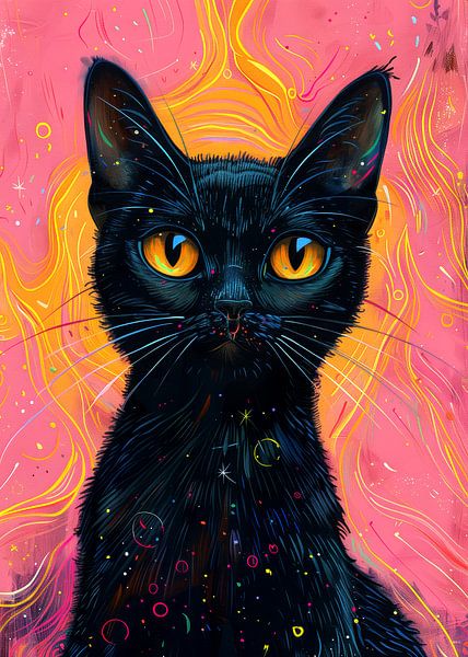 Schwarze Katze im Weltraum 2 #Katze von JBJart Justyna Jaszke