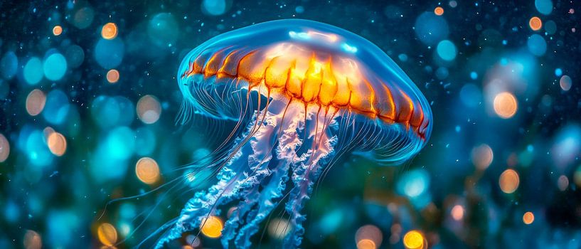 Méduse lumineuse dans la lumière de l'océan par Poster Art Shop