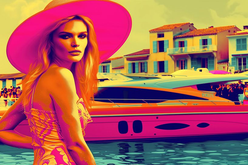 St. Tropez het paradijs van de rijken en de mooien | Neon Pop Art van Frank Daske | Foto & Design