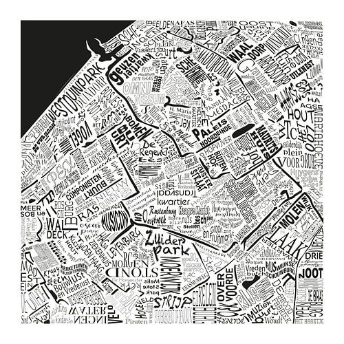 DEN HAAG in words, iconic typographic map