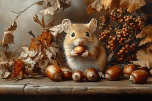 Maus mit Nüssen (im Stil von Henk Helmantel)