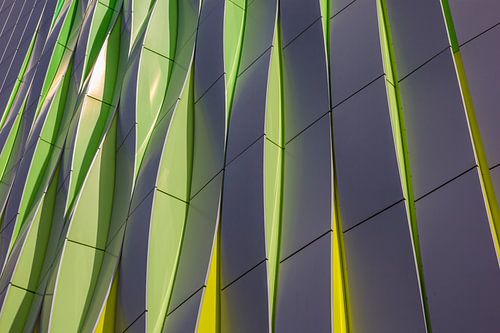 Sunlight on the undulating abstract forms of the UMCG in Groningen