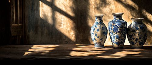 Chinese vazen in het licht