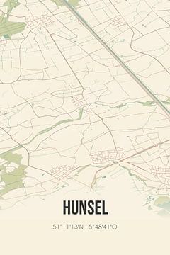Vintage landkaart van Hunsel (Limburg) van MijnStadsPoster