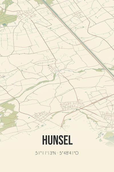 Vintage map of Hunsel (Limburg) by Prints of Place