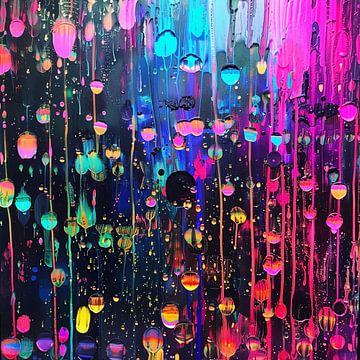 Abstracte neon regen van TheXclusive Art