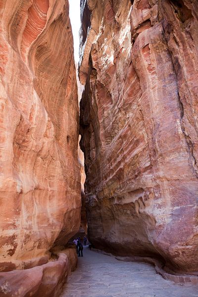 Narrow passage in rocks at Petra by Kees van Dun
