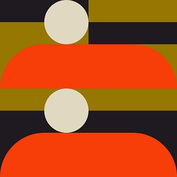 Funky retro geometrisch 1_1. Moderne abstracte kunst in heldere kleuren. van Dina Dankers