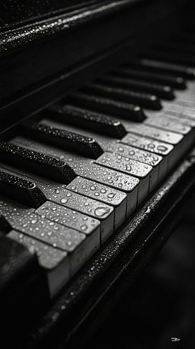 Muziekinstrument in zwart-wit