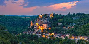 Panorama und Sonnenuntergang in Rocamadour, Frankreich