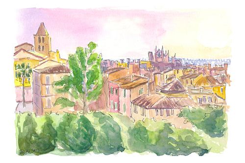 Palma de Majorque vue panoramique de la ville avec La Creu et La Seu