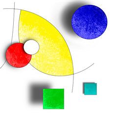 Abstract met cirkels en rechthoeken