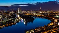 avondfoto van de skyline van Basel