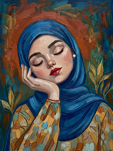 Serene Woman Blue Hijab