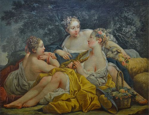Les nymphes topless à la flûte, François Boucher