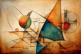 Abstrakte Geometrie – Warmes Ocker und Tiefblau von Joriali Fine Art