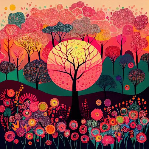 Folk Sunset Bos in bloei