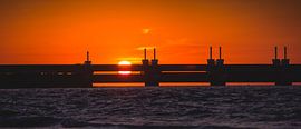 Eastern Scheldt storm surge barrier sunset