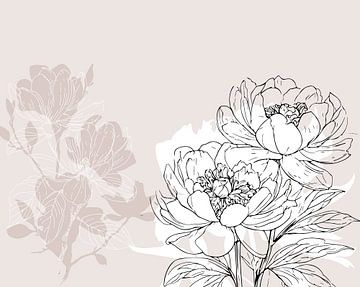 Pioenrozen roze blush abstracte bloemen