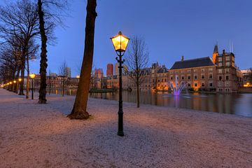 Blick auf den Hofvijver see und den Binnenhof in Den Haag