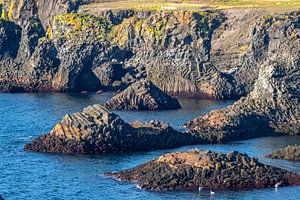 Arnastapi coastal landscape with cliffs in summer near the Snaefellsnes peninsula in Iceland