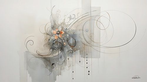 abstract oranje-blauw en roze in zachte kleuren