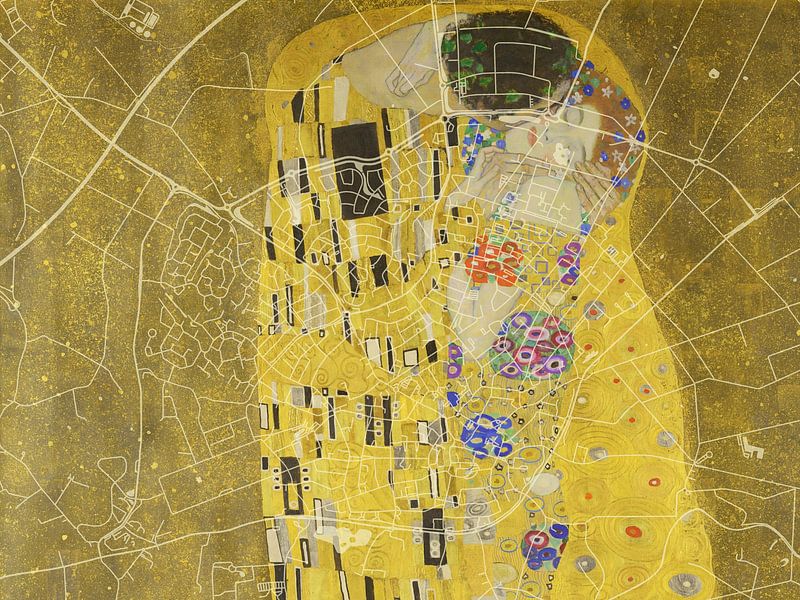 Map of Haaksbergen with the Kiss by Gustav Klimt by De Kaartenwinkel