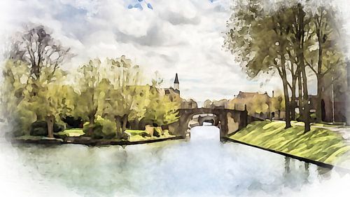 Zicht op Sloten, Friesland.