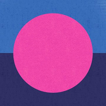 Art néon. Abstrait géométrique minimaliste coloré en bleu foncé, rose vif et bleu. sur Dina Dankers