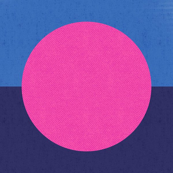 Neon-Kunst. Bunte minimalistische geometrische abstrakte in dunkelblau, hell rosa und blau von Dina Dankers