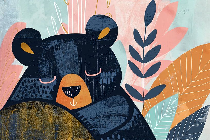 Ours abstrait avec des feuilles colorées par Imperial Art House