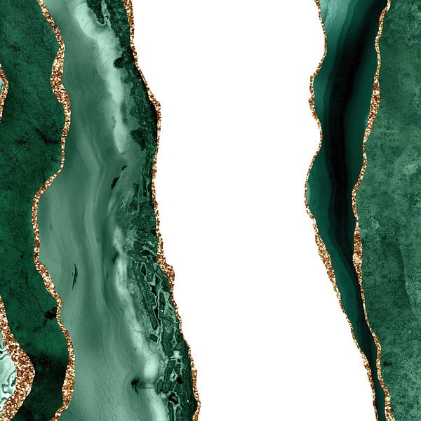 Emerald &amp; Gold Agate Texture 14 van Aloke Design