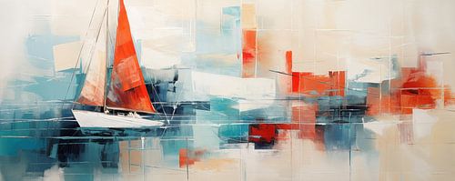 Zeilschip abstract Zeilboten van De Mooiste Kunst