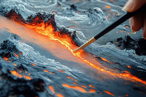 schilderachtige japanse kunst met kwastje schilderen